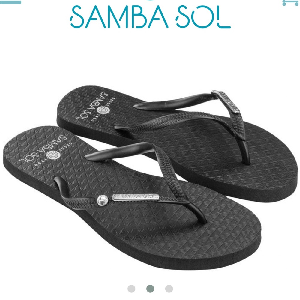 Samba Sol Swarovski Crystal Flip Flops - Black